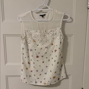 RW&CO. Cream Floral Lace Blouse